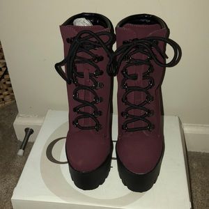 Qupid Burgundy Booties
